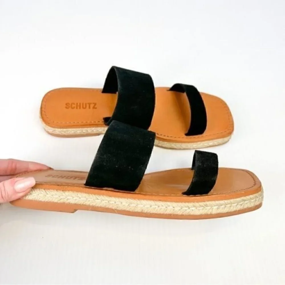 Schutz womens size 7 black Lilyane slide on sandals